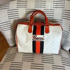 Gucci Orange and White Boston Bag